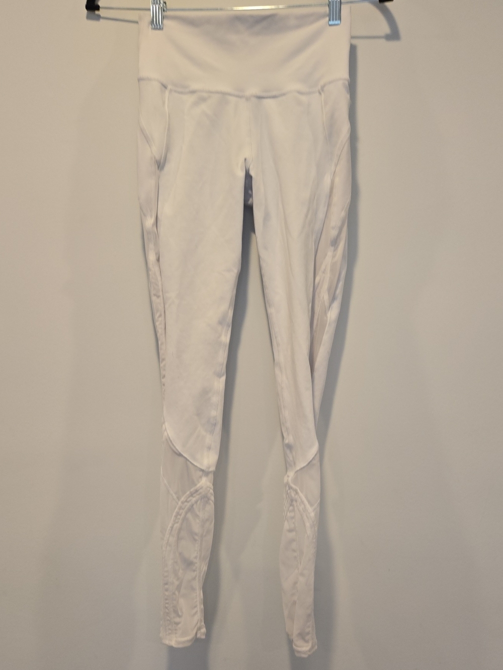 ALO Yoga White High-Rise Performance Leggings Moto Ribbed Mesh Sides Sz Small
